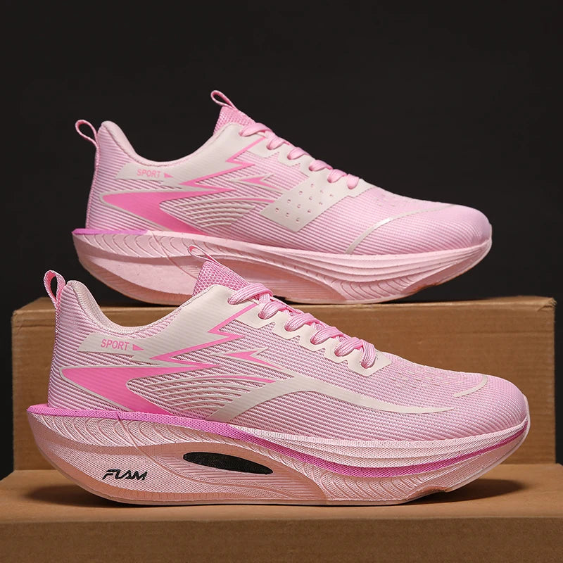 Zapatillas de running para hombre y mujer, deportivas para maratón, con amortiguación de aire, placa de carbono, transpirables, ligeras y cómodas para exteriores