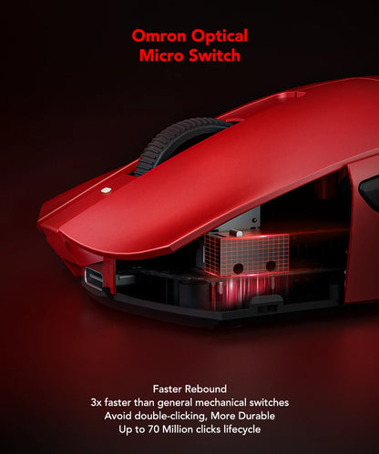 Mouse de gaming KYSONA Jupiter Series cu fir și wireless, 8Khz, senzor PAW3950, Bluetooth, 46g, reîncărcabil, driver web pentru PC și laptop