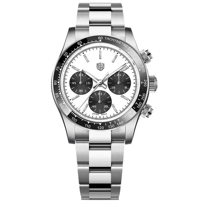 Montres pour hommes Rolls Timi Panda – Chronographe à quartz, modèle de luxe, verre saphir avec traitement antireflet, étanche, style sportif