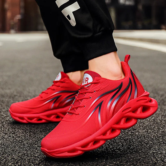 Ténis masculinos com estampado «Flame», sapatos desportivos «Flying Weave», ténis de corrida confortáveis, calçado desportivo masculino para atividades ao ar livre