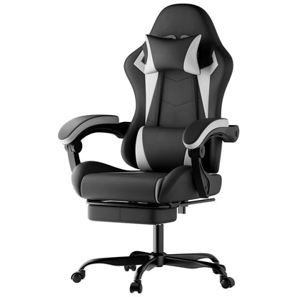 Ergonomic Gaming Chair with Lumbar Support, Adjustable Headrest, Footrest, Height Adjustable Office Gaming Chair for Adults