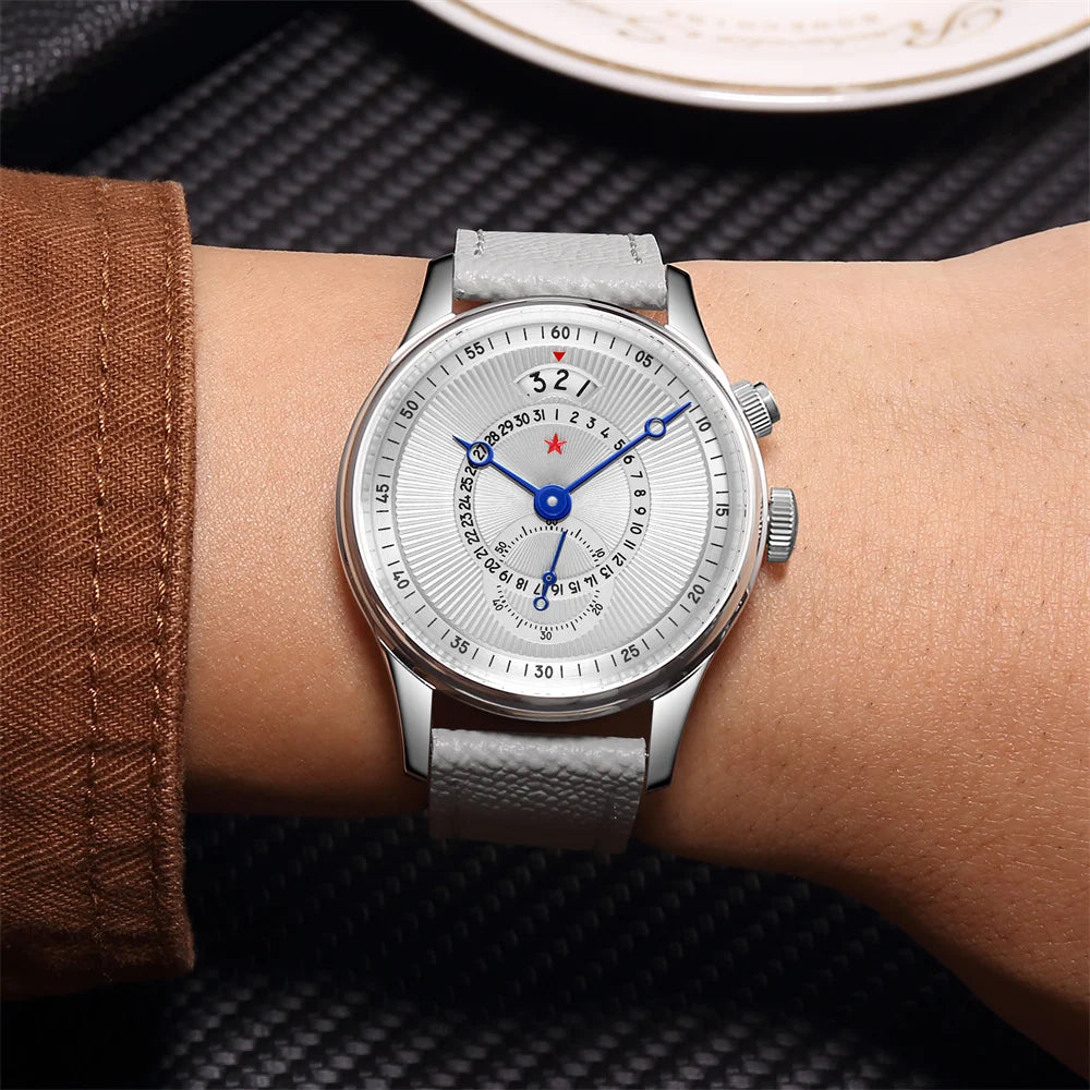 Red Star 40mm Premium Men's Watch with Seagull ST1716 Movement 3ATM Waterproof Calendar Automatic Mechanical Watch for Men