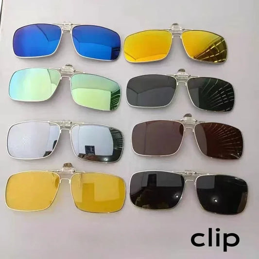 REXXAR Mens Metal Clip on Sunglasses Polarized Eyeglasses UV400 Women Square Night Vision Driving Sun Glasses