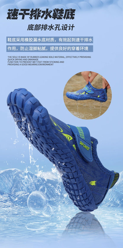 NOWE dziecięce buty plażowe do szybkiego nurkowania dla chłopców i dziewczynek Qianjiang, buty do pływania, buty na podłogę do fitnessu w pomieszczeniach, buty łazienkowe 29-38#