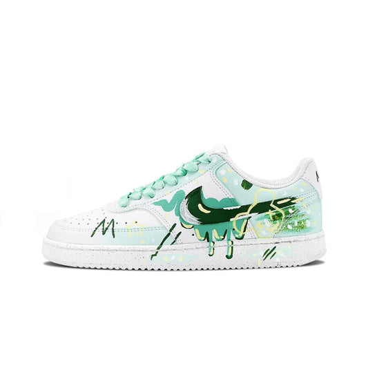 Skräddarsydda sneakers Nike Court Vision 1 ”Mint Gorgeous” Huiya Handgjorda High Street Campus Halkfria herrskor