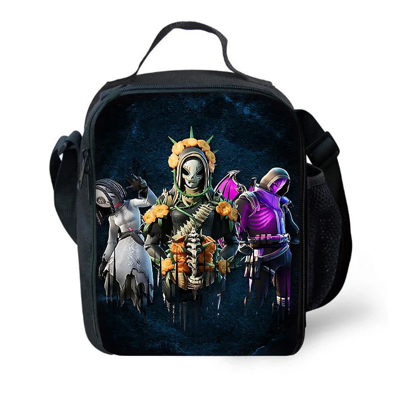 Klassisches FortniteS-Schulrucksack-Set für Kinder mit Lunchtasche und Federmäppchen, große Kapazität, für Jungen und Mädchen, ideales Geschenk