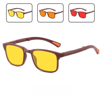 Night Vision Retro Square Women Anti Blue Light Sunglasses UV400 Men Computer Game Anti Radiation Red Orange Sleep Lens Eyewear