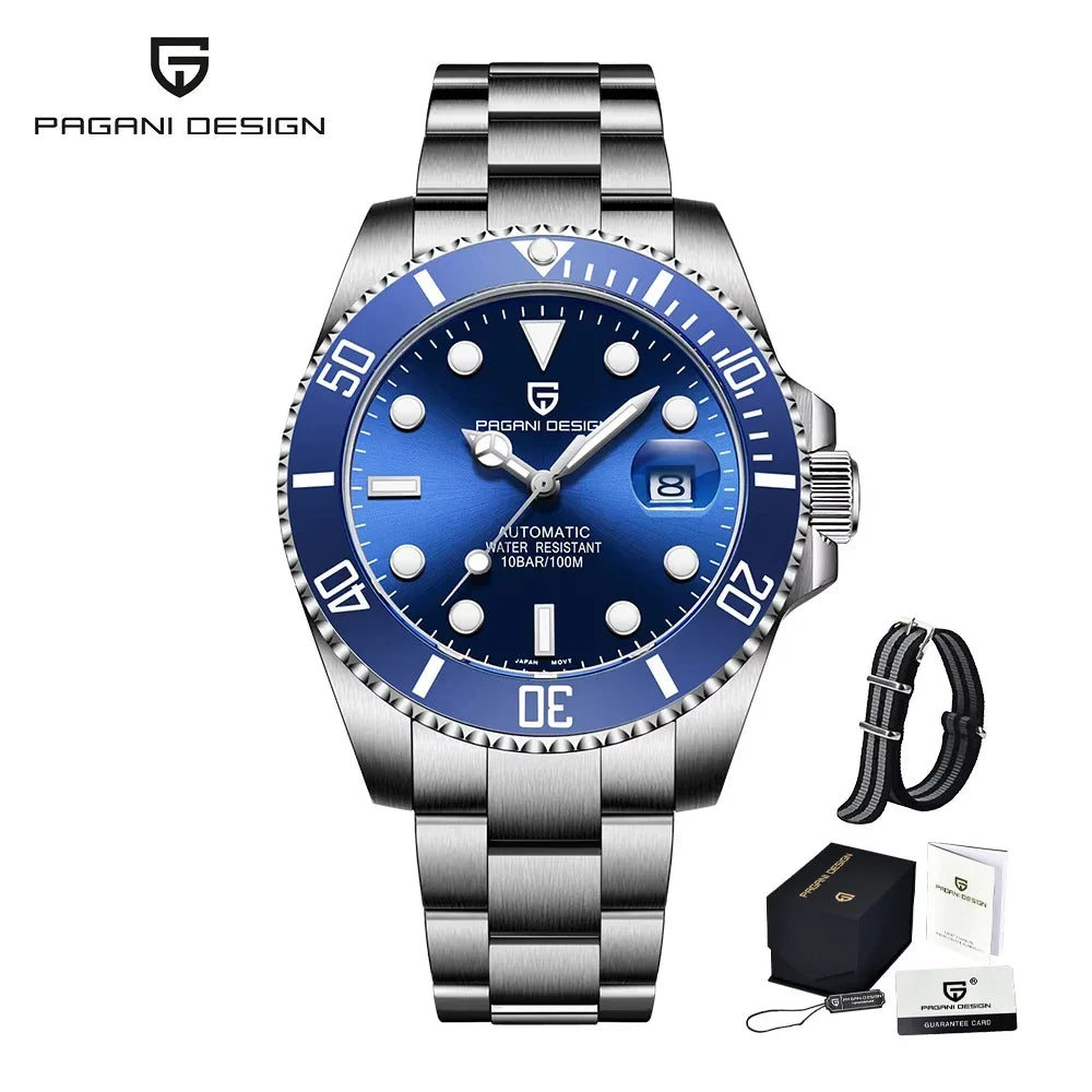 PAGANI DESIGN Men's Automatic Mechanical Watch PD1661 8215 Dive Stainless Steel Waterproof Clock Sapphire Reloj Hombre