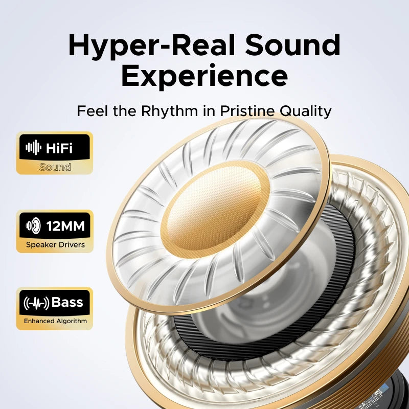 UGREEN ClipBuds Open-Ear Wireless Bluetooth 6.0 Earbuds with 4 Mic Clear Call, 30H Playtime Clip-On Earphones, Waterproof Sport Headphones