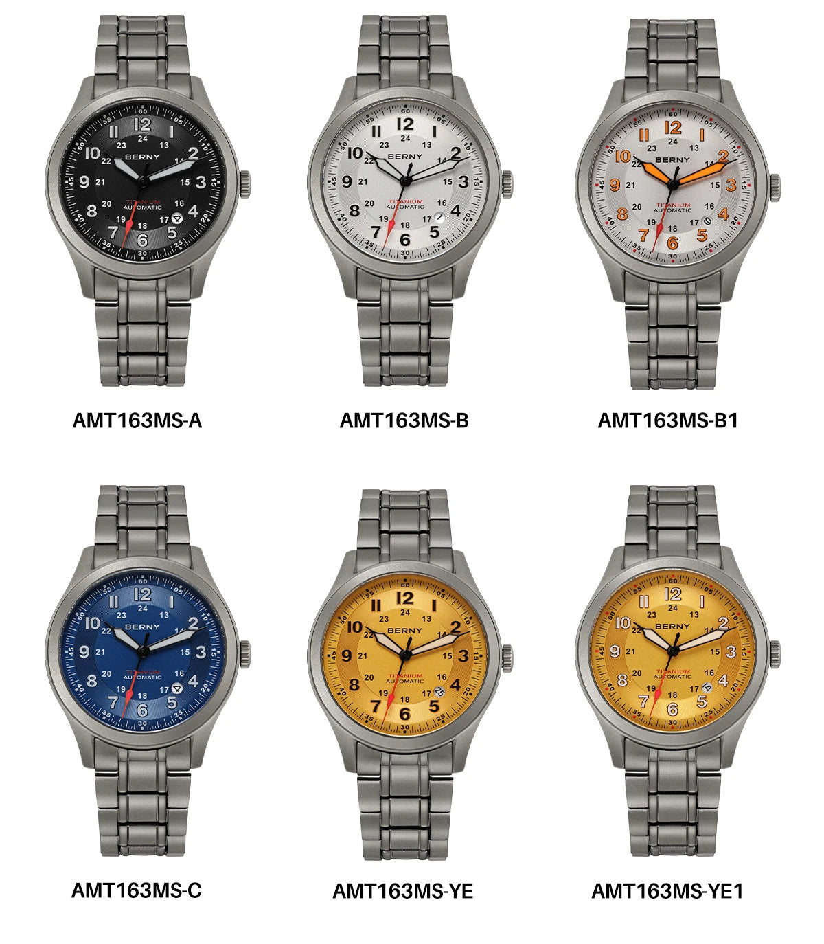 BERNY Full Titanium Automatic Watches for Men Super Luminous Sapphire Mechanical Field Watch Date 10ATM Sports Easy Read