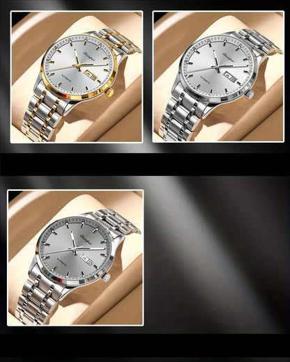 Reloj mecánico automático para hombre Dianpai: modelo de lujo, esfera luminiscente, diseño clásico y elegante, de acero inoxidable, resistente al agua, con calendario e indicación del día de la semana