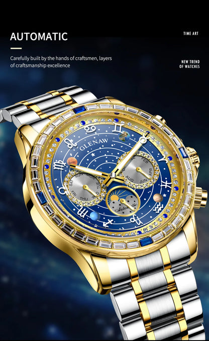 Glenaw high-end business fully automatic mechanical multifunctional men's watch fashionable waterproof luminous watch