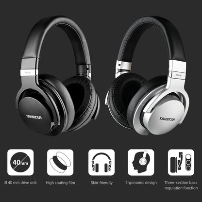 Takstar PRO82 Professional Monitor Headphones – HiFi Stereo Wired Studio Headset for Recording, Gaming & Bass Adjustable Precision Sound