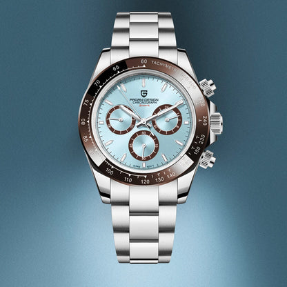 Męski zegarek chronograf PAGANI DESIGN – Luksusowy zegarek na rękę z mechanizmem kwarcowym, podświetlany i wodoodporny.