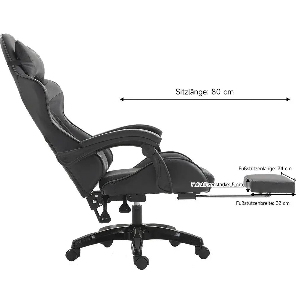 Cadeira gaming Poltrona gaming Cadeira de escritório ajustável em altura com função reclinável ajustável, orelhas de gato e almofadas
