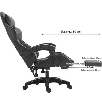 Cadeira gaming Poltrona gaming Cadeira de escritório ajustável em altura com função reclinável ajustável, orelhas de gato e almofadas