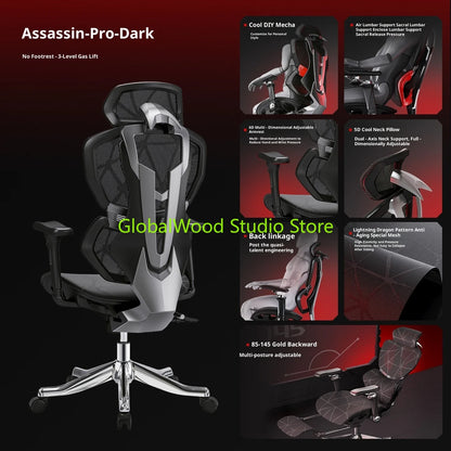 Ergonomic Office Chair with Wheels, Adjustable Desk Chair with Armrests, Comfortable Swivel Gaming Chair, Lumbar Support Executive Chair for Home Office