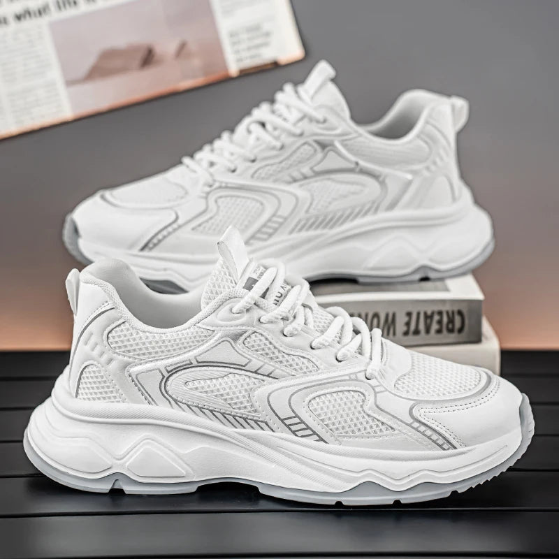 Ténis casuais de corrida para homem, primavera/verão, sola macia, antiderrapantes, respiráveis, para corrida ao ar livre, sapatos desportivos Joker para jovens