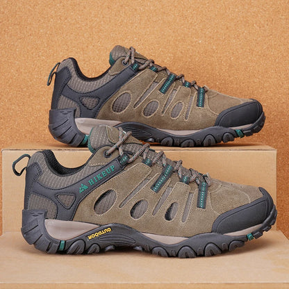 HIKEUP Hiking Shoes Mens Winter Climbing Trekking Sneakers for Men Leather Breathable Outdoor Anti-skid Sports Work Man Shoes