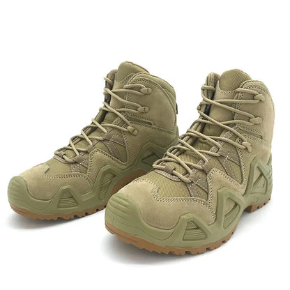 Lynjacye Mid Cut Green Combat Boots Men Women Size 39-46 Outdoor CS Training Hiking Shoes Desert Ankle Climbing Bota Masculina