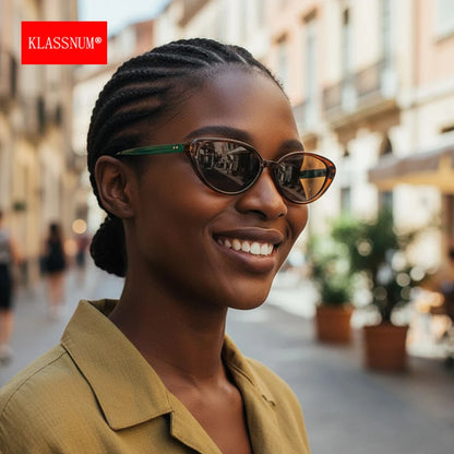 KLASSNUM Burgundy Red Sunglasses Women Cat Eye Frame 2026 Trendy Sun Glasses Shades Female Luxury Brand Designe Unisex Eyewear