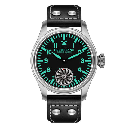 Hruodland 2025 Novo Relógio Mecânico para Homem Seagull ST3620 Piloto Retro 43MM BGW-9 Luminoso Cristal de Safira Turbina Relógio de Homem