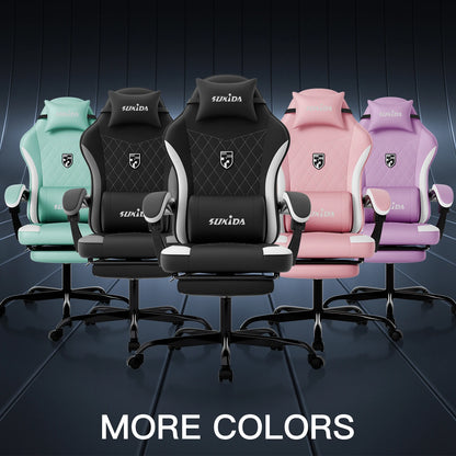SUKIDA Gaming Chair Ergonomic High Back Computer Chair with Footrest, Reclining Office Chair with Adjustable Height, Comfortable Racing Style Desk Chair