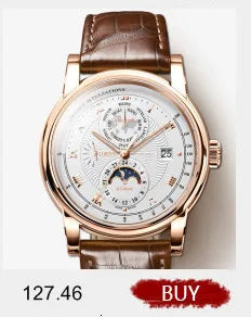 Relógio masculino mecânico automático LOBINNI Luxury Brand Switzerland com calendário perpétuo, vidro de safira e mostrador multifunções L13019-8