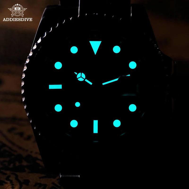 ADDIESDIVE Luxury Men's Diver Steel Watch 200m Waterproof Ceramic Bezel Analog Watch BGW9 Luminous Business Quartz Watch AD2040