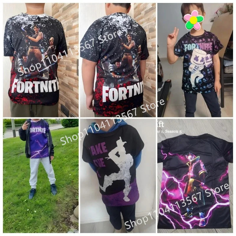 Battle Royale T-shirt Fortnite T-shirt Victory Cartoon Tops Teen Clothes Kids Hero Game Fortress Night 3D Boys Girls T-shirt