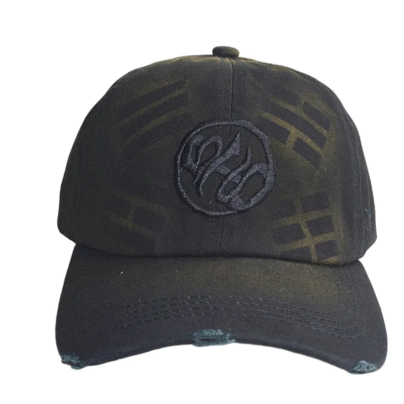 Kpop Embroidered Vintage Washed Baseball Cap Mens Womens Retro Distressed Cotton Dad Hat Streetwear Adjustable Snapback