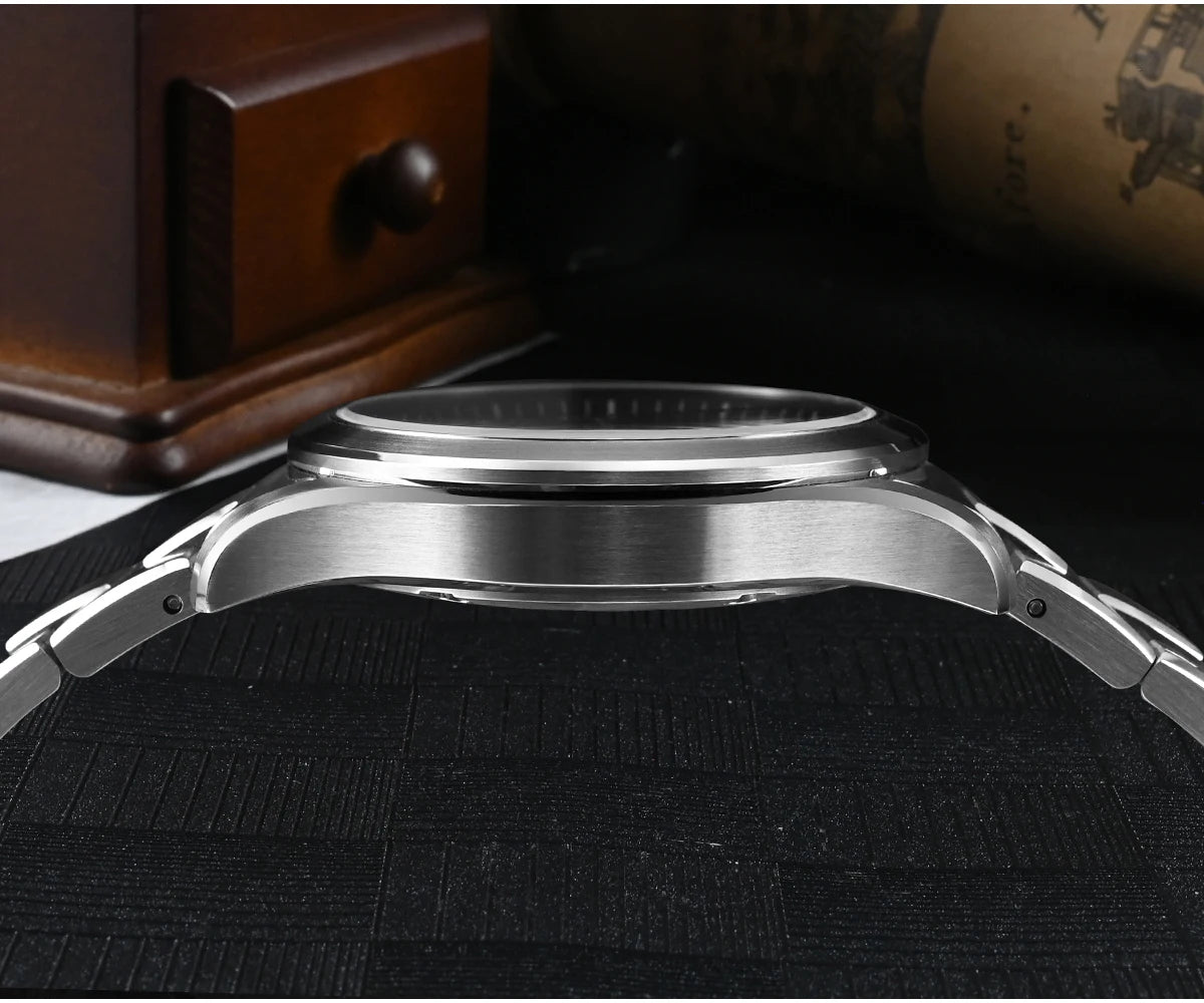 San Martin 39mm Miyota 9015 Turbine Guilloche MOP Dial Men Luxury Watch Automatic 3H Date Quick Adjust BGW-X1 Luminous SN0150-1