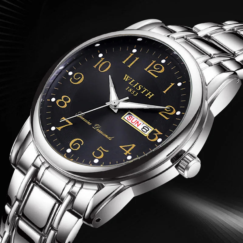 Montre de luxe pour femme, montre à quartz, montre-bracelet numérique, étanche, avec calendrier et affichage lumineux; style mode et professionnel, convient aussi aux hommes.