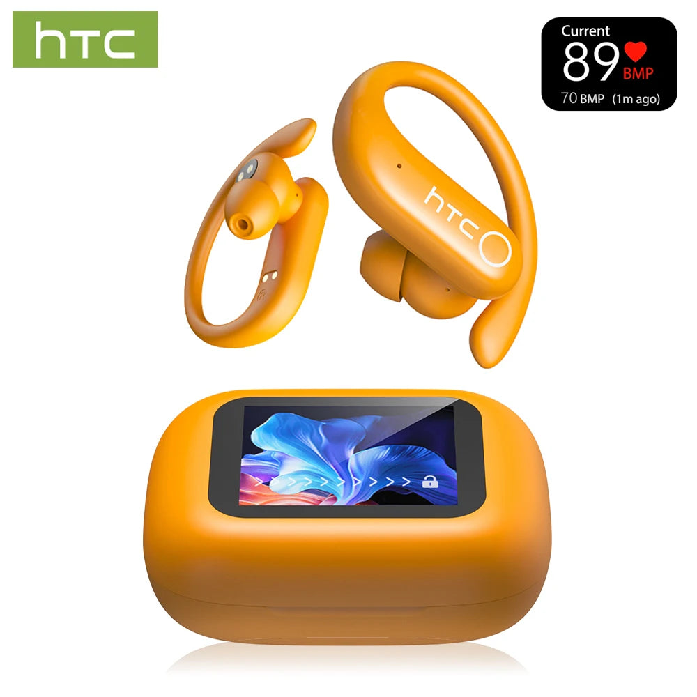 HTC NE61 Bluetooth Earphones – Premium Wireless Noise Reduction Sports Earbuds with AI Translator, Heart Rate Monitor &amp; HD Bass