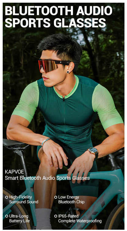 Kapvoe Bluetooth Sunglasses Smart Cycling Glasses Wireless UV400 Protection Goggles Telephone MP3 Sports Cycling Glasses Men