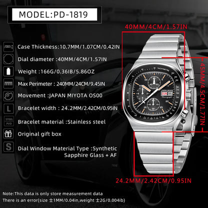 PAGANI DESIGN New 40mm Men‘s Quartz Watches Japan Miyota Movement Sapphire Stainless Waterproof Luminous reloj hombre PD1819