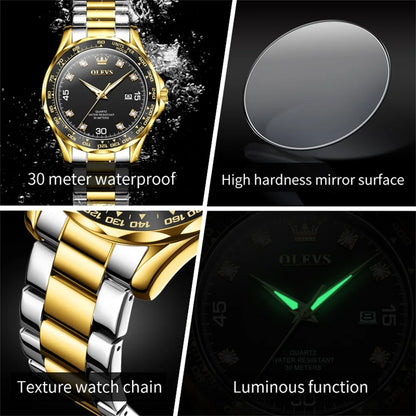 OLEVS 9988 Quartz Watch for Men Waterproof Anti-scratch Auto Date Diving Wristwatch Men Original Brand Luxury Diamond Man Watch