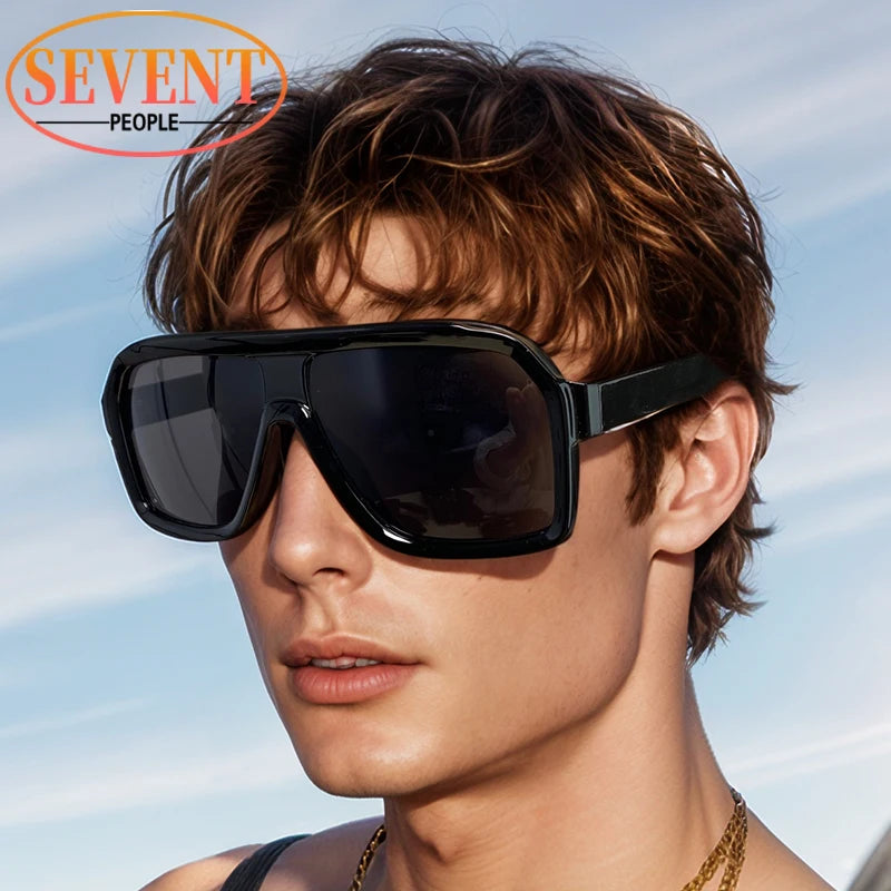 Classic Oversized Square Sunglasses Men 2026 Luxury Brand Trendy Metal Big Frame Goggles Eyewear Stylish Sun Glasses For Ladies