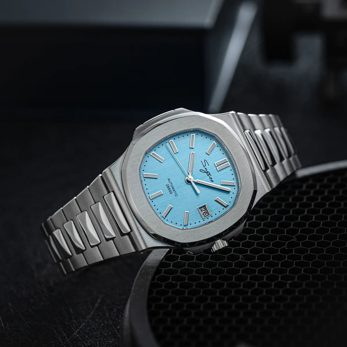 Reloj de hombre Sugess automático mecánico, movimiento Miyota 9015, esfera MOP, luminoso, resistente al agua 5bar, brazalete de lujo S466