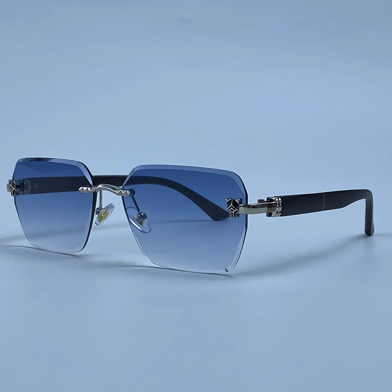 Square Rimless Photochromic Sunglasses Men Vintage Sun Glasses 2026 Luxury Designer Shades Male Cut Lenses Frameless Eyewear