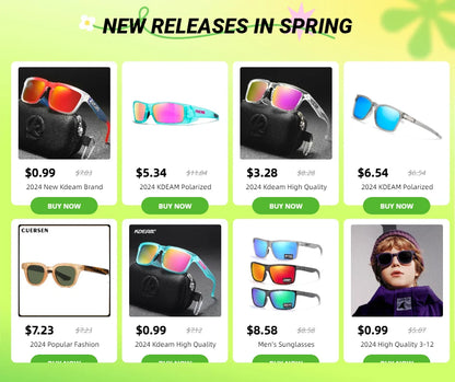 Kdeam High Quality Original Brand Design Polarized Sunglasses for Women Men Fashion Unisex  Trendy Outdoor Eyewear For Couple