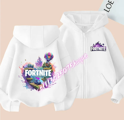 Fortnites Kids Zipper Hooded Coats Anime Fortress Night Sweatshirts Game Spring Autumn Hoodies Sportwear Children Clothes Gift