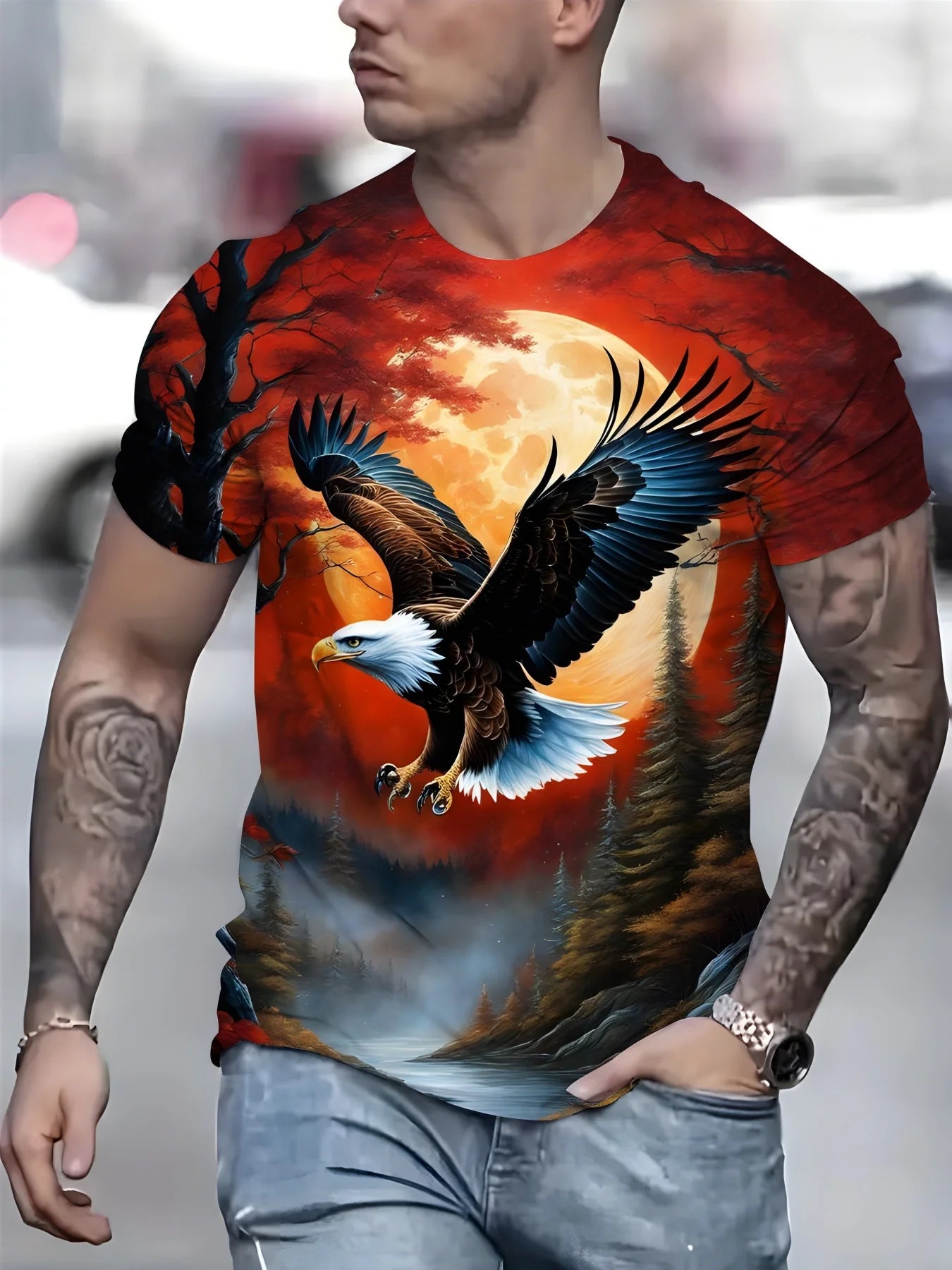 Fashion Eagle Graphic T Shirts Luxury T-Shirt Summer Men's T-Shirts Casual Tops Short Sleeve T-Shirt 3D Printing Men Clothing
