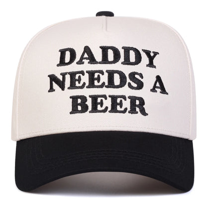 Czapki z daszkiem unisex z haftem „DADDY NEEDS A BEER” – wiosna, jesień, na świeżym powietrzu, regulowane, codzienne, czapki chroniące przed słońcem, czapki sportowe