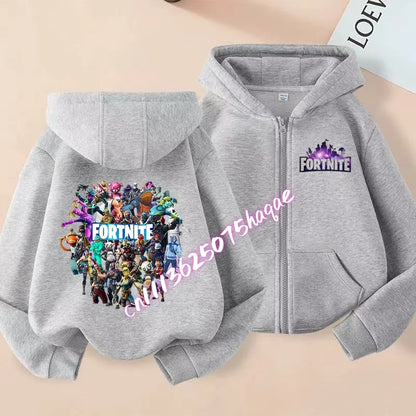Fortnites Kids Zipper Hooded Coats Anime Fortress Night Sweatshirts Game Spring Autumn Hoodies Sportwear Children Clothes Gift