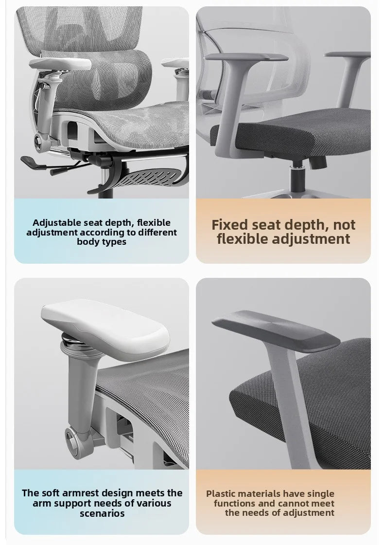 Ergonomic Office Chair Reclining with Footrest, High Back Computer Desk Chair with Lumbar Support, Adjustable Swivel Office Chair for Home Office & Gaming
