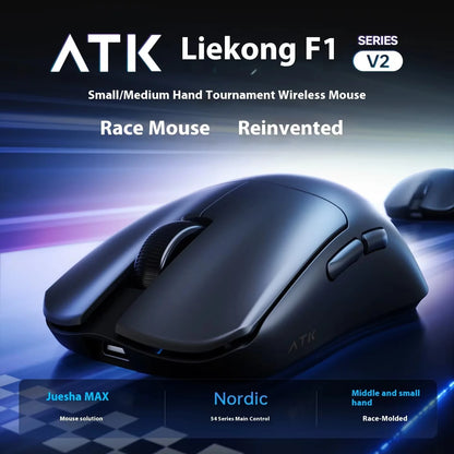 Ratón gaming inalámbrico trimodo ATK F1 V2 Ultra MAX PAW3950, doble 8K, ligero y ergonómico, ratón esports, accesorio personalizado para PC