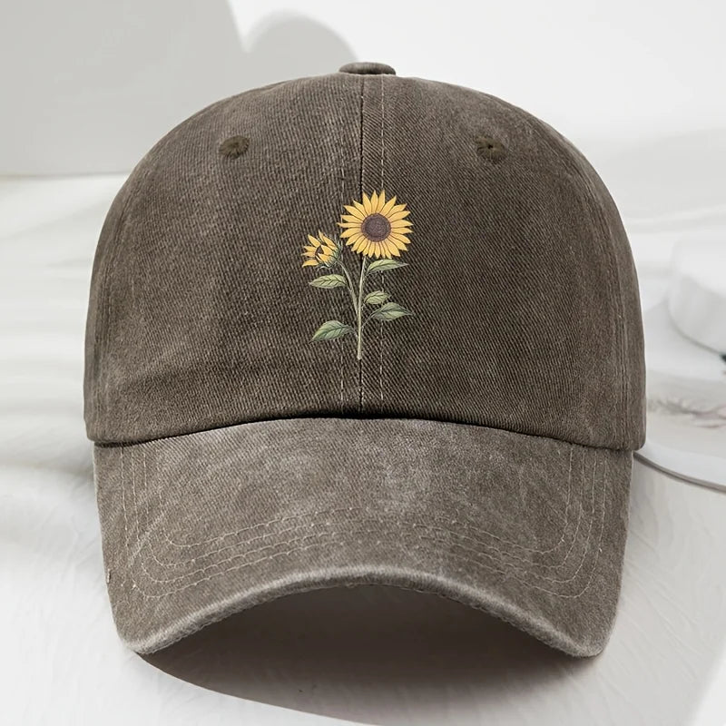 Gorra de béisbol tipo «dad hat» con estampado retro de girasoles, ideal para deportes al aire libre, pesca y acampada, gorra de senderismo