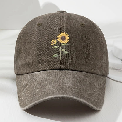 Gorra de béisbol tipo «dad hat» con estampado retro de girasoles, ideal para deportes al aire libre, pesca y acampada, gorra de senderismo