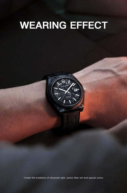 Reloj automático luminoso de fibra de carbono de 40mm, lujo, 100m, impermeable, reloj de buceo automático para hombre con movimiento Japan Miyota 8215